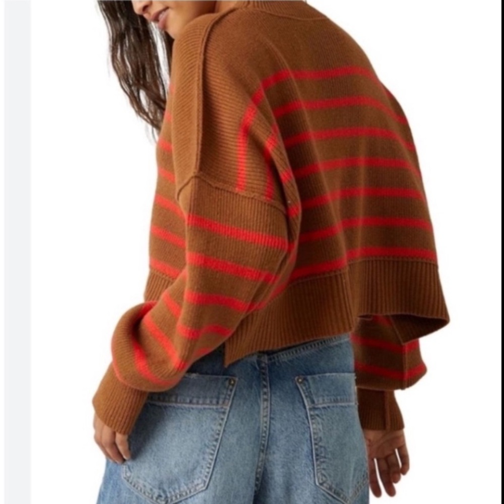 NWOT FREE PEOPLE Easy Street Stripe Crop Pullover size S
